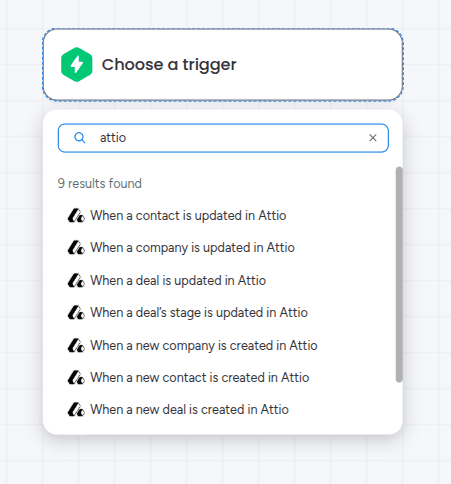 Search for Attio in the Integrate section