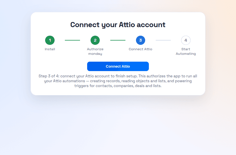 Authorize Attio in the Admin UI of the Attio Integration app