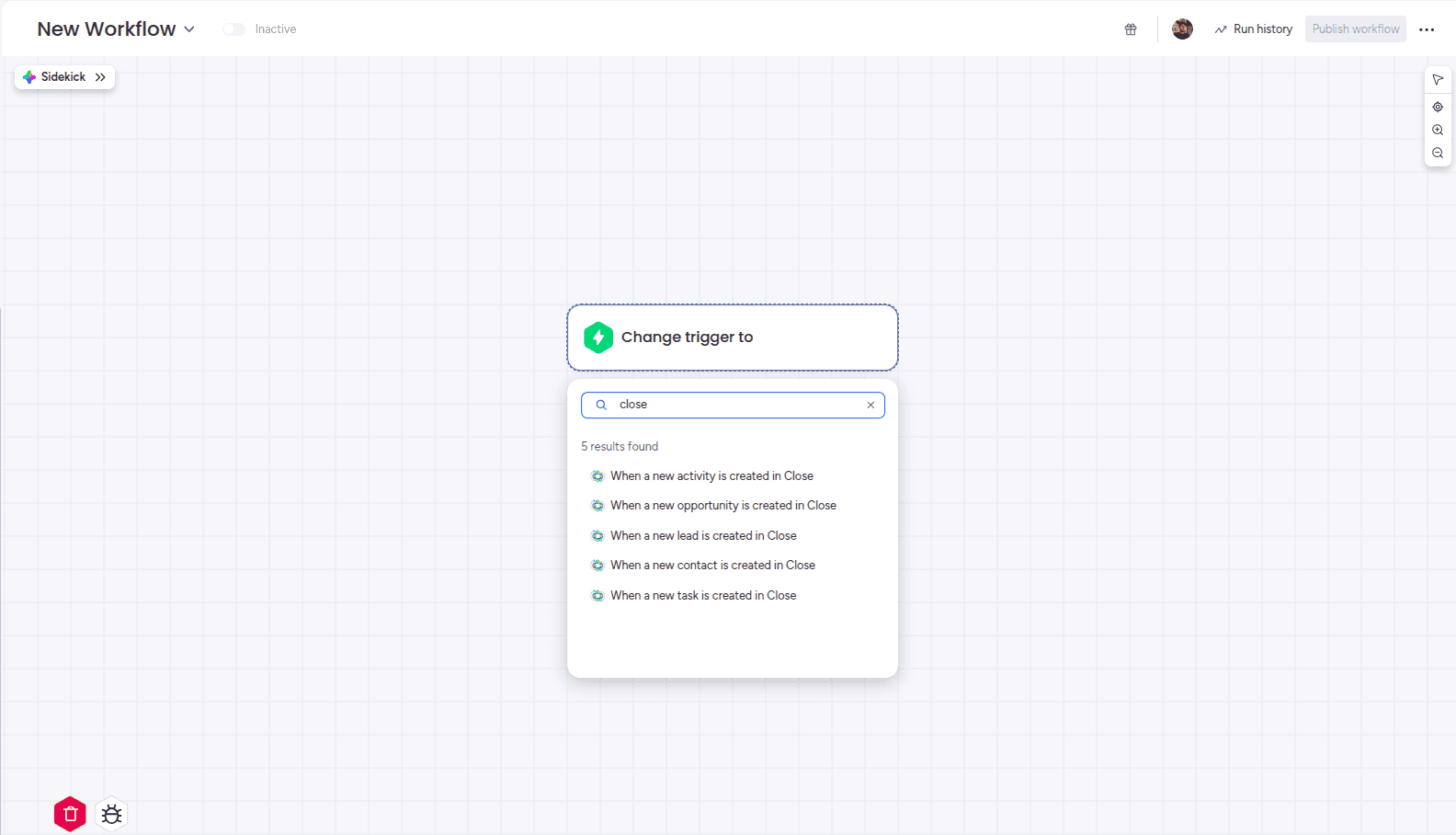 Search for Close in the Integrate section
