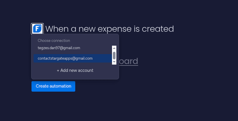 Adding your Freshbooks account in the automation