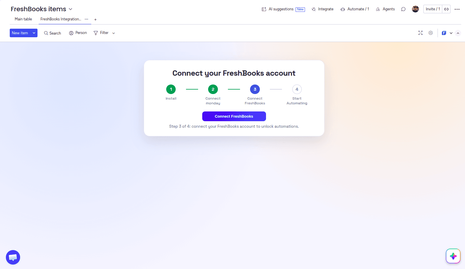 Authorize FreshBooks in the Admin UI of the FreshBooks Integration app