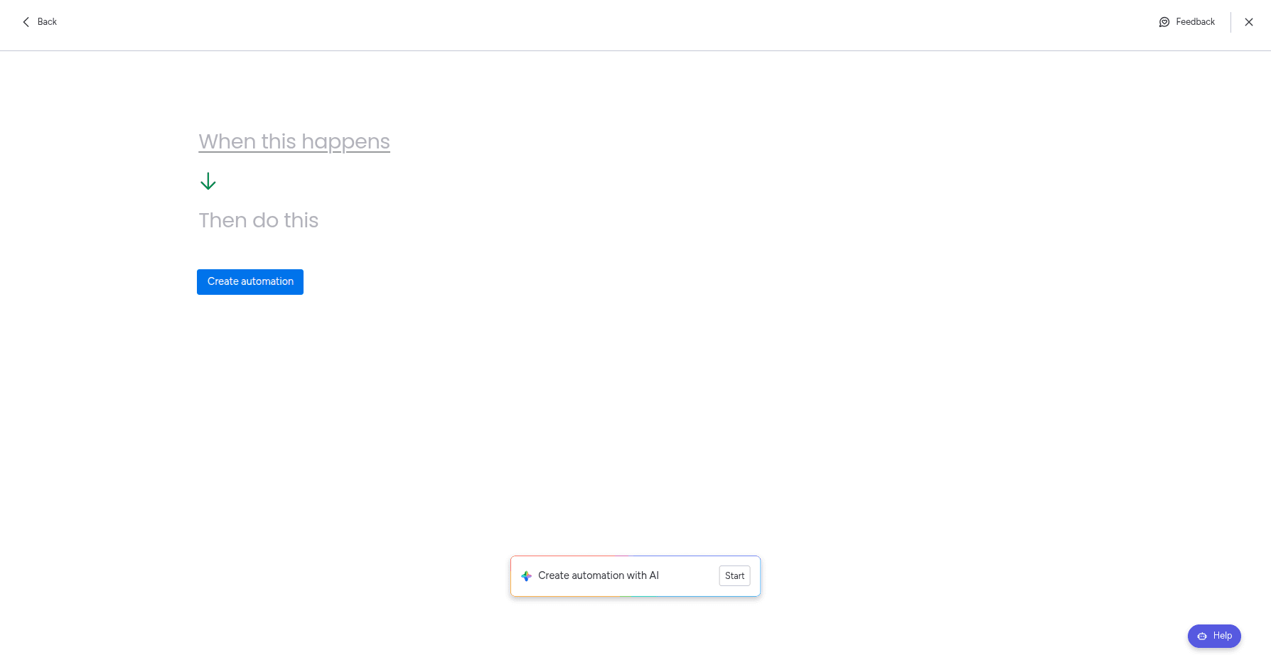 Starting with an empty automation in the PipedrivePlus app